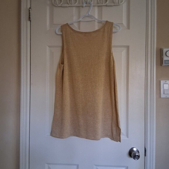 Lilly Pulitzer Women's Large Gold Metallic Linen Blend Lightweight Knit Tank Top - Picture 3 of 13